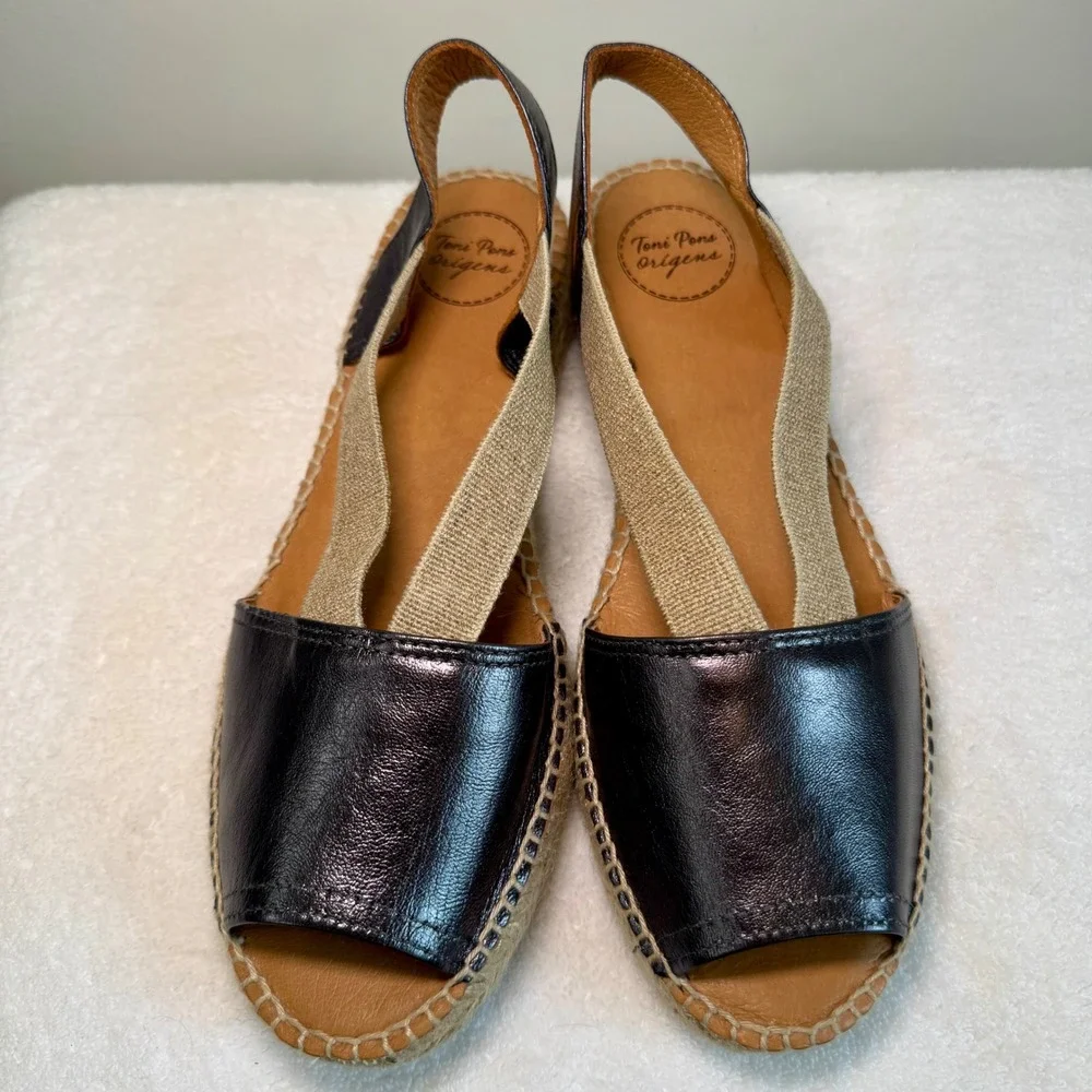 Toni‎ Pons Origens Leather Espadrille Sandals Made in Spain EU 41 Lead Color